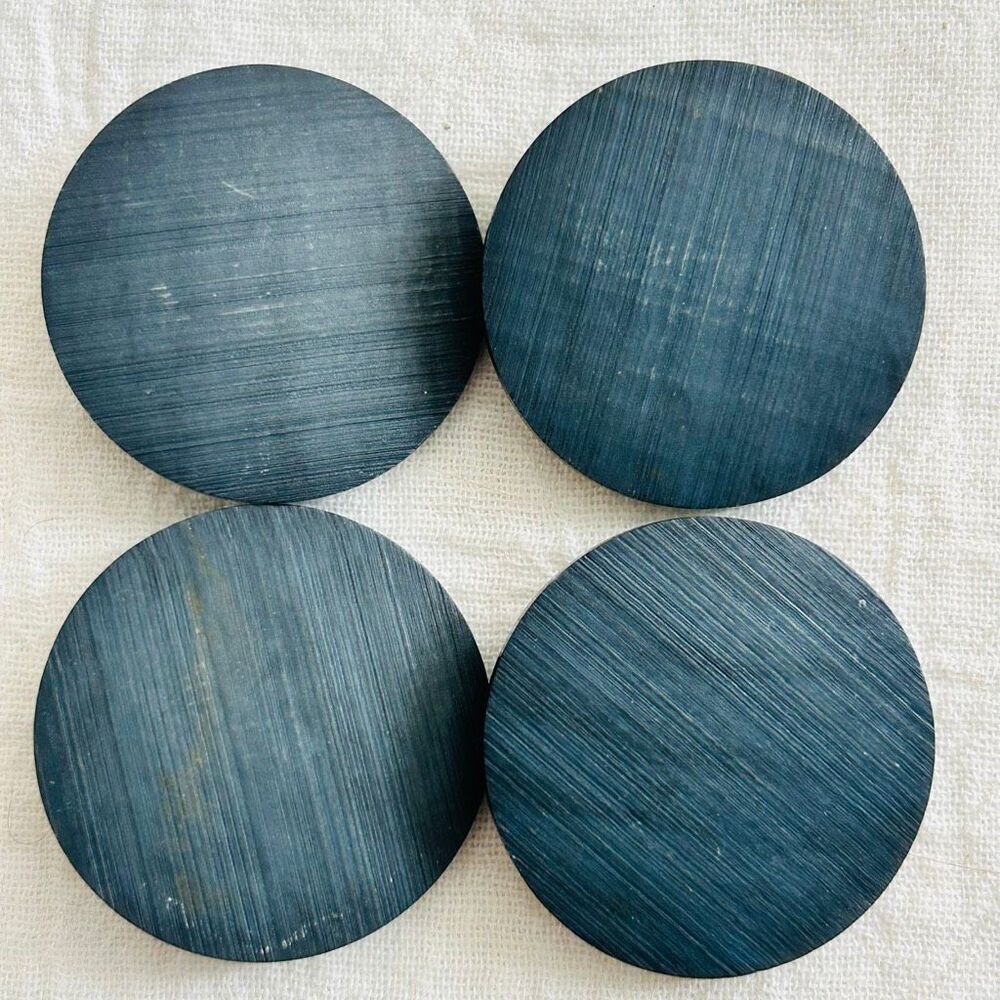 4 Vintage Large 2” Dark Blue Textured Shank Coat Buttons